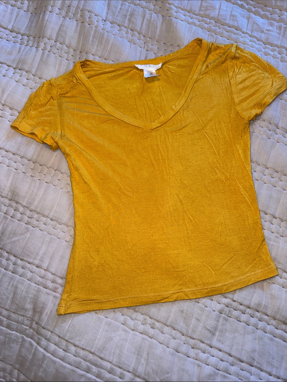Women's Mustard V-Neck Short Sleeve Tee
